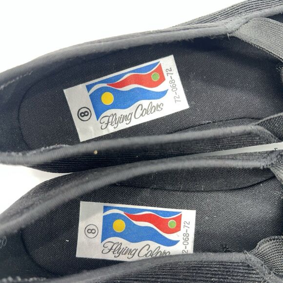 VTG NWOB Women's Flying Colors Black Corduroy Smoking Flats Almond Toe Shoes 8 - Picture 6 of 7